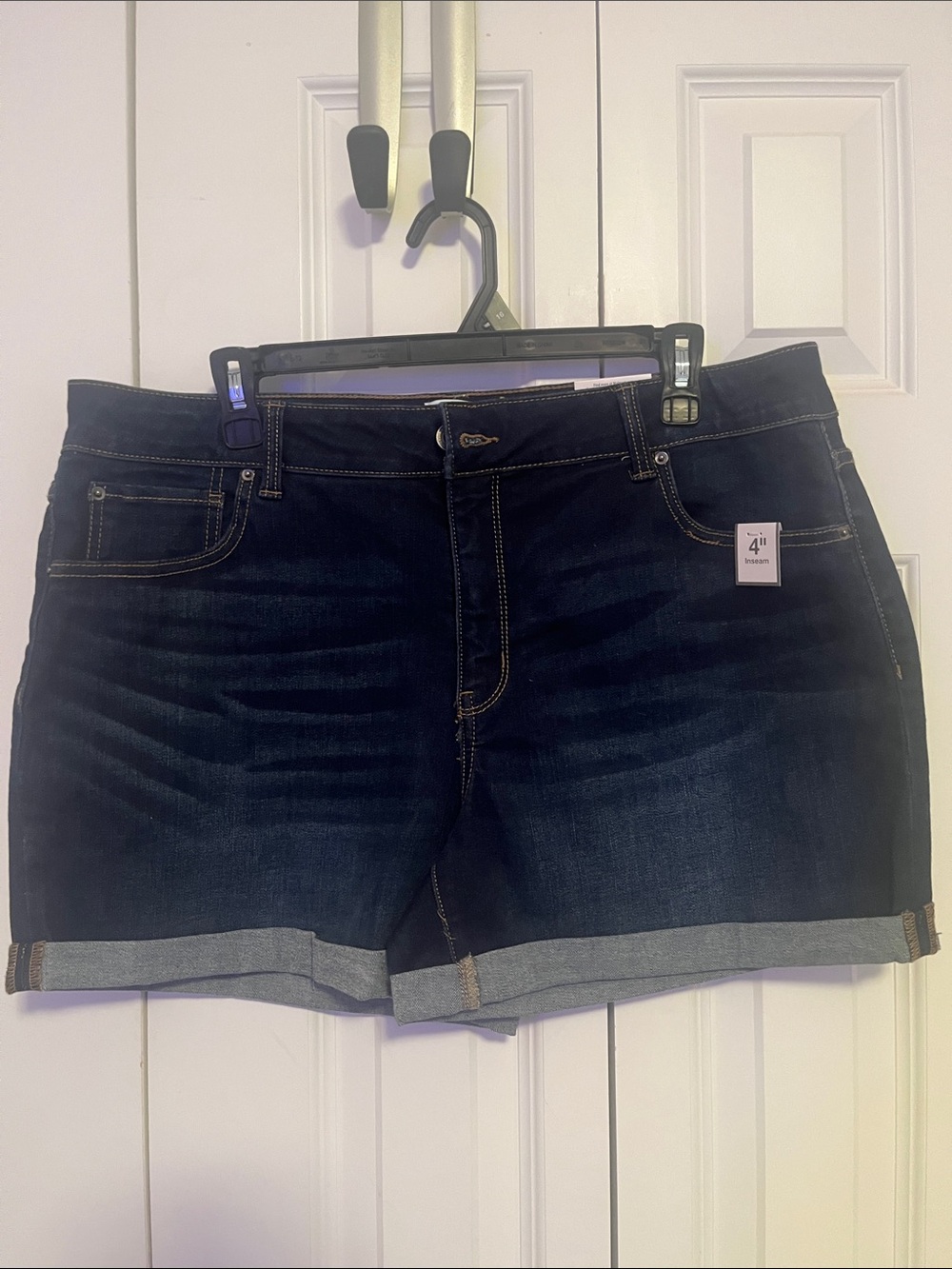 Time Tru Dark Wash Denim Shorts - 4" Inseam NWT Size 16